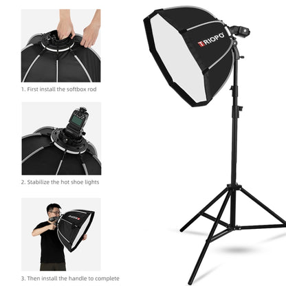 TRIOPO KS90 90cm Dome Speedlite Flash Octagon Parabolic Softbox Diffuser with Bracket Mount Handle for Speedlite by TRIOPO