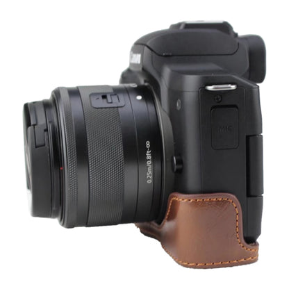 1/4 inch Thread PU Leather Camera Half Case Base for Canon EOS M50 / M50 Mark II (Coffee) by bashfashion