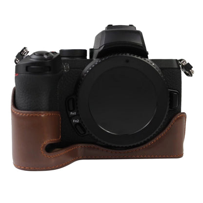 1/4 inch Thread PU Leather Camera Half Case Base for Nikon Z50(Coffee) by bashfashion