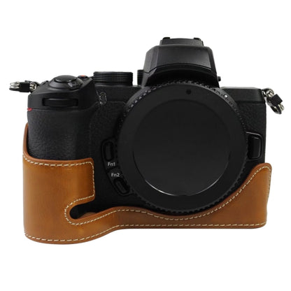 1/4 inch Thread PU Leather Camera Half Case Base for Nikon Z50(Brown) by bashfashion
