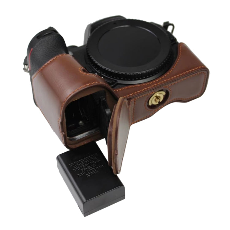 1/4 inch Thread PU Leather Camera Half Case Base for Nikon Z50(Brown) by bashfashion