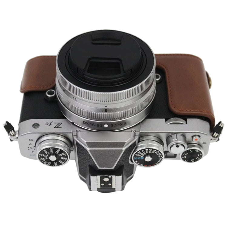 1/4 inch Thread PU Leather Camera Half Case Base for Nikon Z fc (Brown) by bashfashion