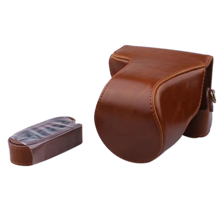 Full Body Camera PU Leather Case Bag with Strap for Canon EOS M200 (15-55mm Lens) (Brown) by bashfashion