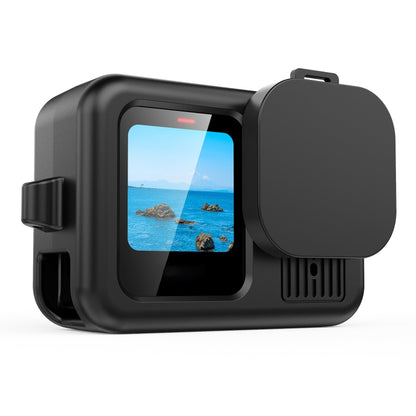 For GoPro HERO13 Black Silicone Protective Case Cover with Wrist Strap & Lens Cover (Black) by bashfashion