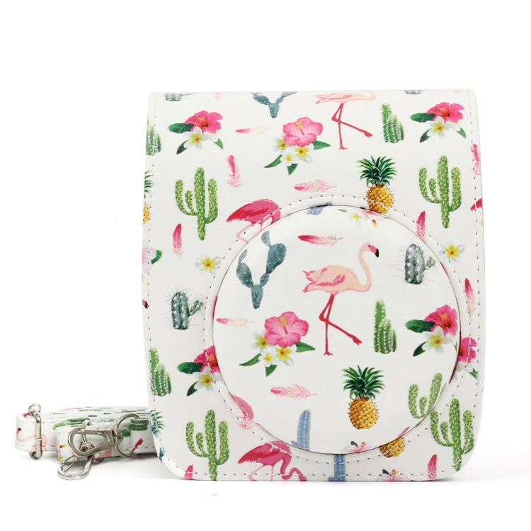 Flamingo Cactus Pattern PU Leather Protective Camera Case Bag For FUJIFILM Instax Mini90 Camera by bashfashion