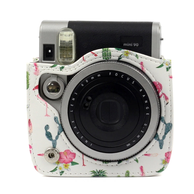 Flamingo Cactus Pattern PU Leather Protective Camera Case Bag For FUJIFILM Instax Mini90 Camera by bashfashion