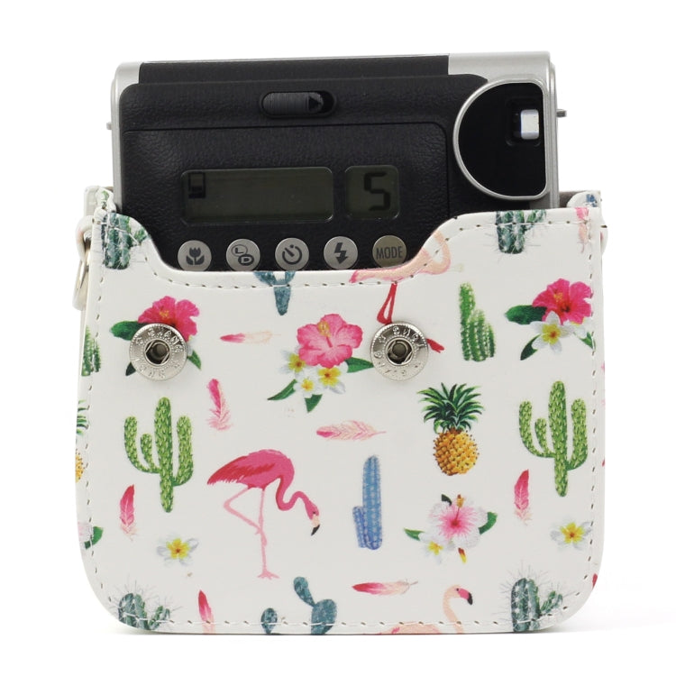 Flamingo Cactus Pattern PU Leather Protective Camera Case Bag For FUJIFILM Instax Mini90 Camera by bashfashion