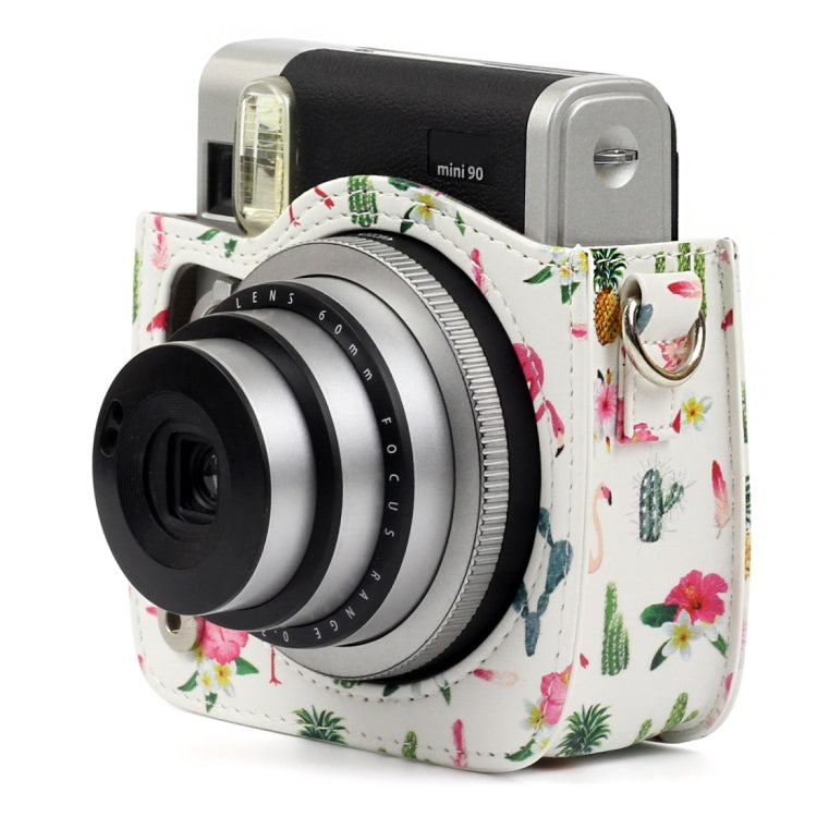 Flamingo Cactus Pattern PU Leather Protective Camera Case Bag For FUJIFILM Instax Mini90 Camera by bashfashion