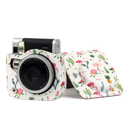 Flamingo Cactus Pattern PU Leather Protective Camera Case Bag For FUJIFILM Instax Mini90 Camera by bashfashion