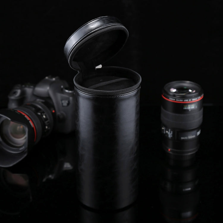 Extra Large Lens Case Zippered PU Leather Pouch Box for DSLR Camera Lens, Size: 24.5*10.5*10.5cm(Black) by bashfashion