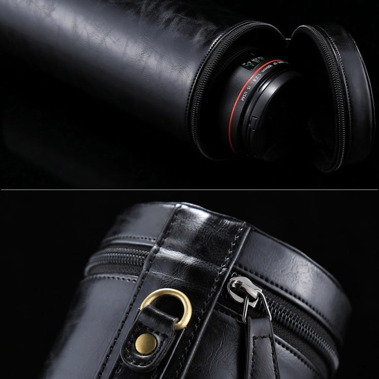 Extra Large Lens Case Zippered PU Leather Pouch Box for DSLR Camera Lens, Size: 24.5*10.5*10.5cm(Black) by bashfashion