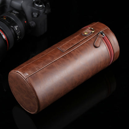 Extra Large Lens Case Zippered PU Leather Pouch Box for DSLR Camera Lens, Size: 24.5*10.5*10.5cm(Coffee) by bashfashion
