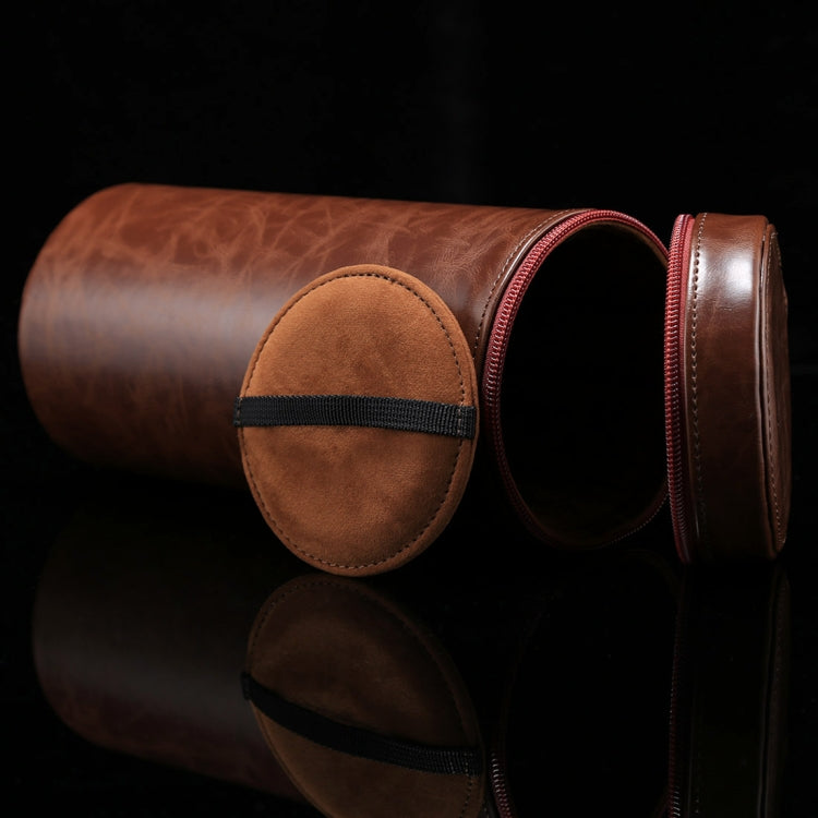 Extra Large Lens Case Zippered PU Leather Pouch Box for DSLR Camera Lens, Size: 24.5*10.5*10.5cm(Coffee) by bashfashion