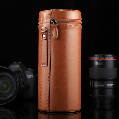 Extra Large Lens Case Zippered PU Leather Pouch Box for DSLR Camera Lens, Size: 24.5*10.5*10.5cm(Brown) by bashfashion