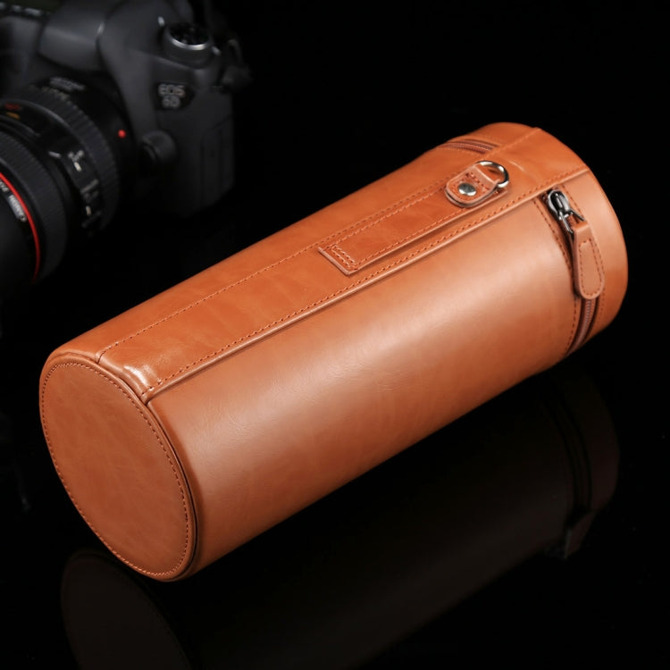 Extra Large Lens Case Zippered PU Leather Pouch Box for DSLR Camera Lens, Size: 24.5*10.5*10.5cm(Brown) by bashfashion
