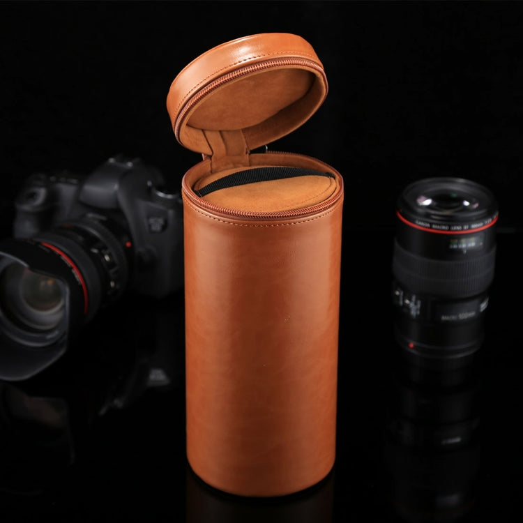 Extra Large Lens Case Zippered PU Leather Pouch Box for DSLR Camera Lens, Size: 24.5*10.5*10.5cm(Brown) by bashfashion