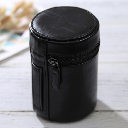 Medium Lens Case Zippered PU Leather Pouch Box for DSLR Camera Lens, Size: 13x9x9cm(Black) by bashfashion