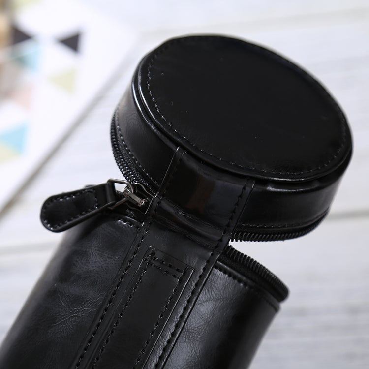 Medium Lens Case Zippered PU Leather Pouch Box for DSLR Camera Lens, Size: 13x9x9cm(Black) by bashfashion