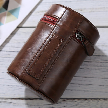 Medium Lens Case Zippered PU Leather Pouch Box for DSLR Camera Lens, Size: 13x9x9cm(Coffee) by bashfashion