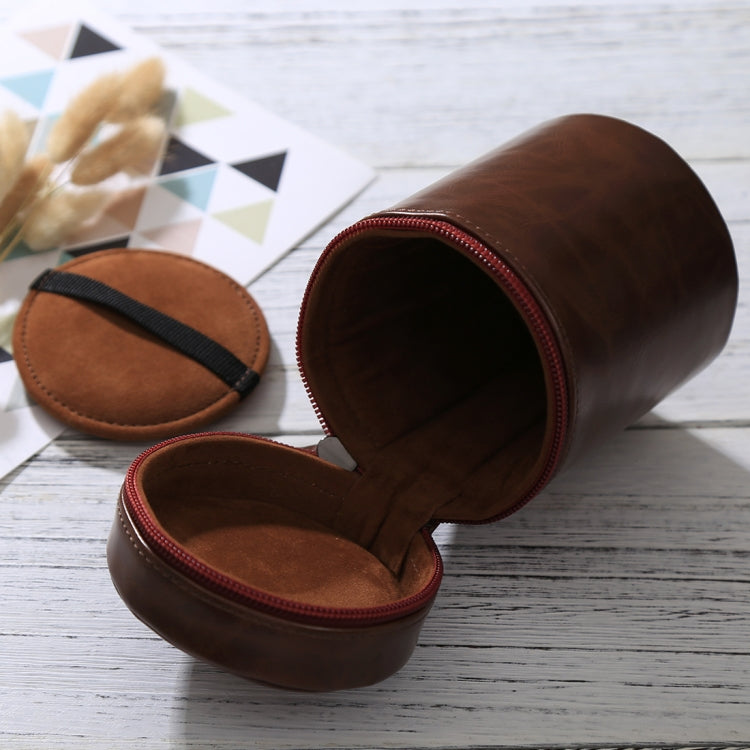 Medium Lens Case Zippered PU Leather Pouch Box for DSLR Camera Lens, Size: 13x9x9cm(Coffee) by bashfashion