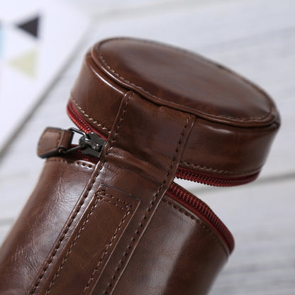 Medium Lens Case Zippered PU Leather Pouch Box for DSLR Camera Lens, Size: 13x9x9cm(Coffee) by bashfashion