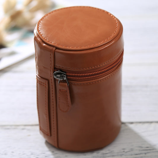 Medium Lens Case Zippered PU Leather Pouch Box for DSLR Camera Lens, Size: 13x9x9cm(Brown) by bashfashion