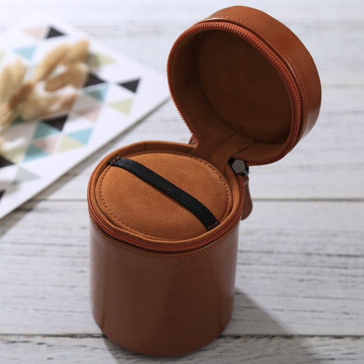 Medium Lens Case Zippered PU Leather Pouch Box for DSLR Camera Lens, Size: 13x9x9cm(Brown) by bashfashion