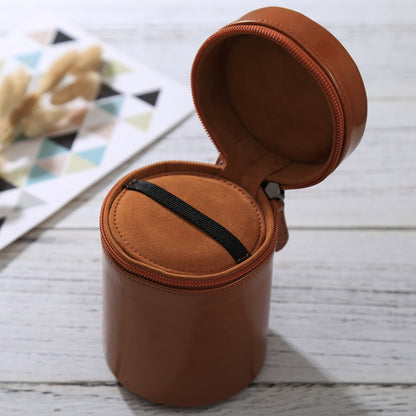 Medium Lens Case Zippered PU Leather Pouch Box for DSLR Camera Lens, Size: 13x9x9cm(Brown) by bashfashion