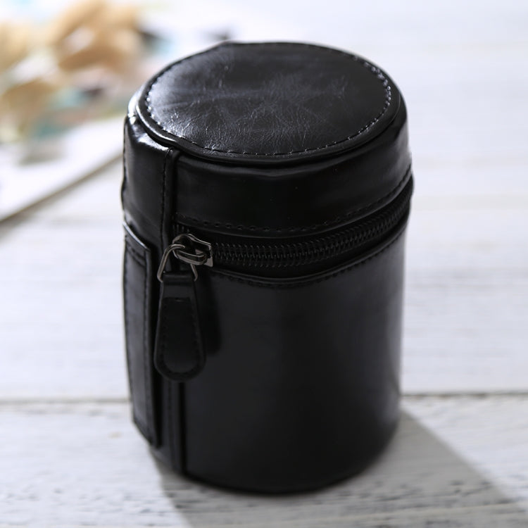 Small Lens Case Zippered PU Leather Pouch Box for DSLR Camera Lens, Size: 11x8x8cm(Black) by bashfashion