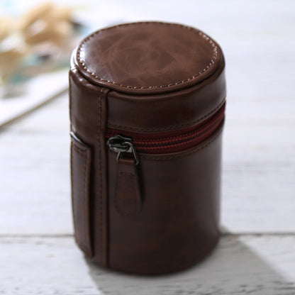 Small Lens Case Zippered PU Leather Pouch Box for DSLR Camera Lens, Size: 11x8x8cm(Coffee) by bashfashion