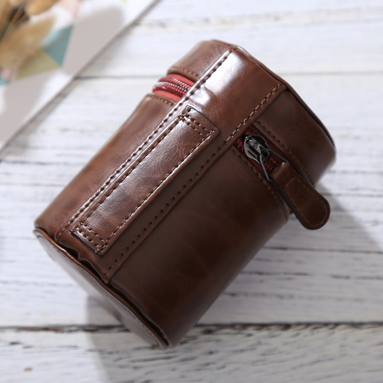 Small Lens Case Zippered PU Leather Pouch Box for DSLR Camera Lens, Size: 11x8x8cm(Coffee) by bashfashion