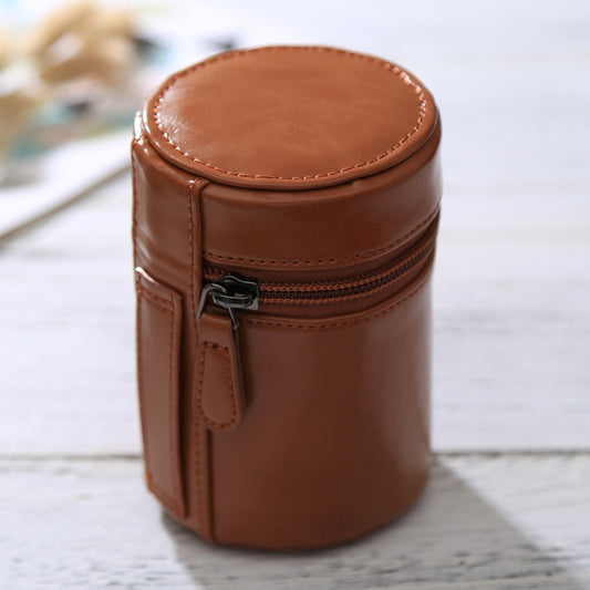 Small Lens Case Zippered PU Leather Pouch Box for DSLR Camera Lens, Size: 11x8x8cm(Brown) by bashfashion