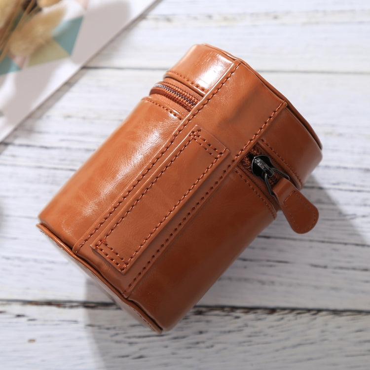 Small Lens Case Zippered PU Leather Pouch Box for DSLR Camera Lens, Size: 11x8x8cm(Brown) by bashfashion