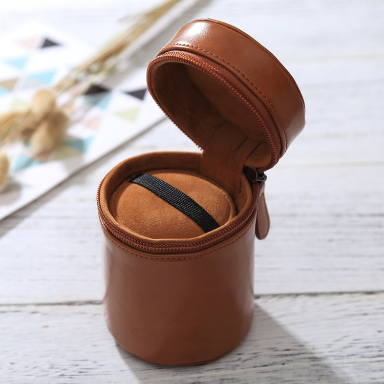Small Lens Case Zippered PU Leather Pouch Box for DSLR Camera Lens, Size: 11x8x8cm(Brown) by bashfashion