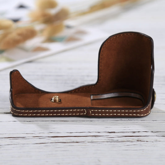 1/4 inch Thread PU Leather Camera Half Case Base for Sony ILCE-5100 / A5100(Coffee) by bashfashion