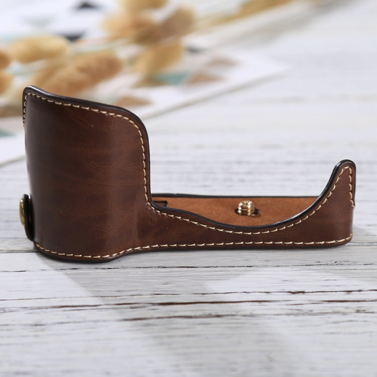 1/4 inch Thread PU Leather Camera Half Case Base for Sony ILCE-5100 / A5100(Coffee) by bashfashion
