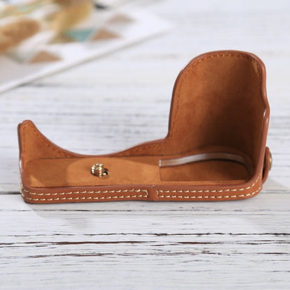 1/4 inch Thread PU Leather Camera Half Case Base for Sony ILCE-5100 / A5100(Brown) by bashfashion