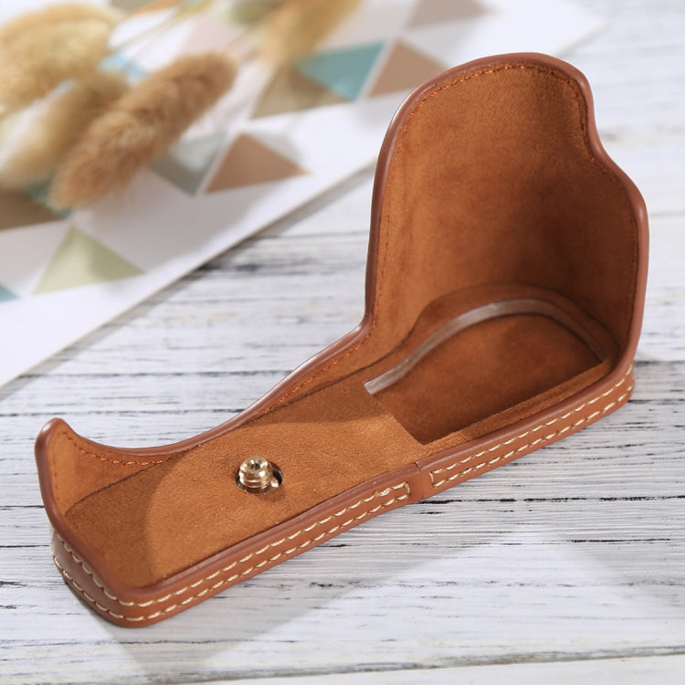 1/4 inch Thread PU Leather Camera Half Case Base for Sony ILCE-5100 / A5100(Brown) by bashfashion