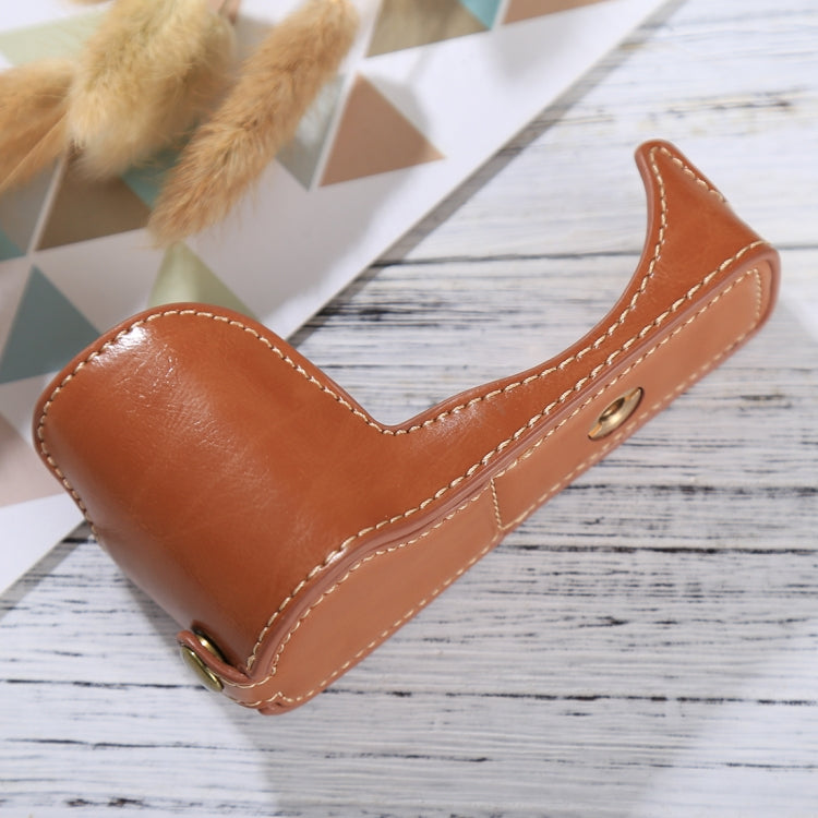 1/4 inch Thread PU Leather Camera Half Case Base for Sony ILCE-5100 / A5100(Brown) by bashfashion