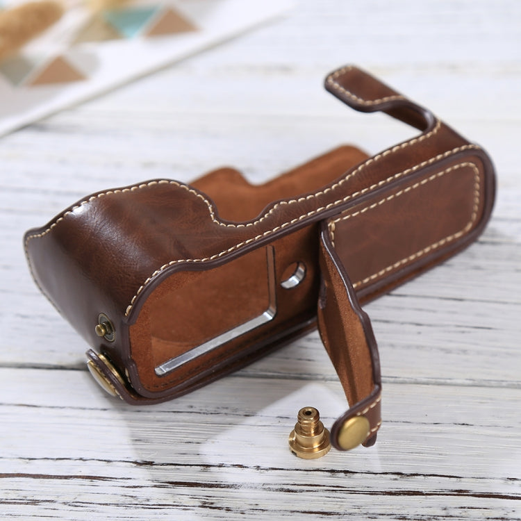 1/4 inch Thread PU Leather Camera Half Case Base for FUJIFILM X-E3(Coffee) by bashfashion