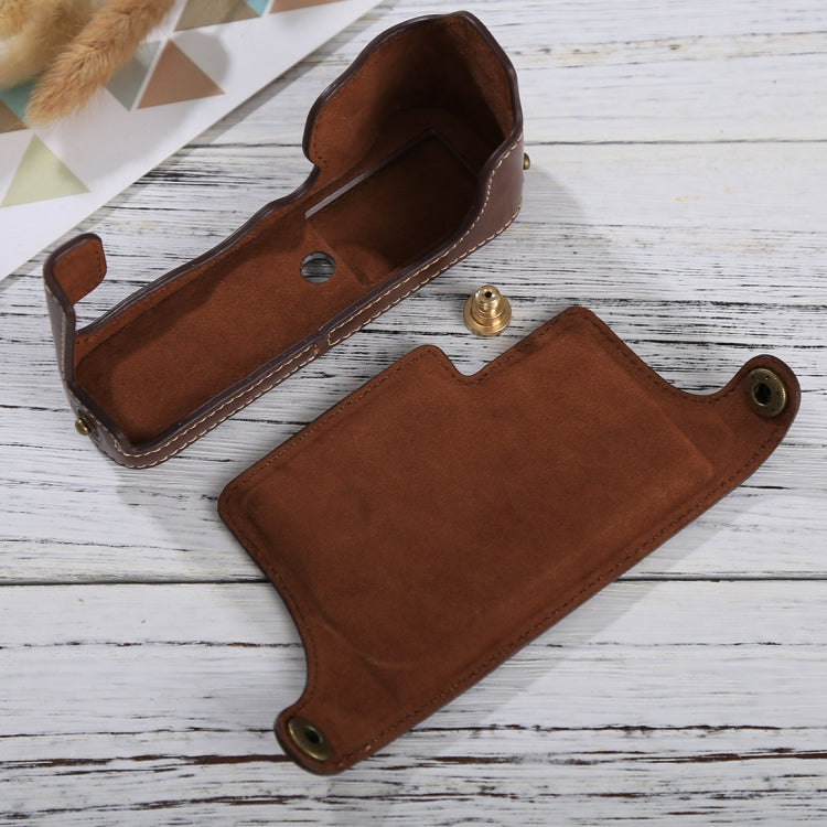 1/4 inch Thread PU Leather Camera Half Case Base for FUJIFILM X-E3(Coffee) by bashfashion