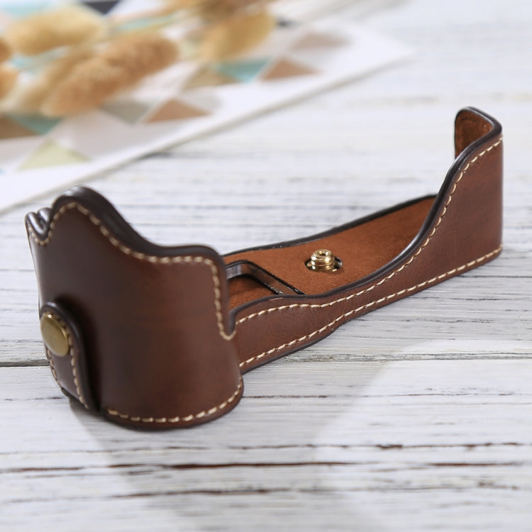 1/4 inch Thread PU Leather Camera Half Case Base for Canon EOS M3(Coffee) by bashfashion