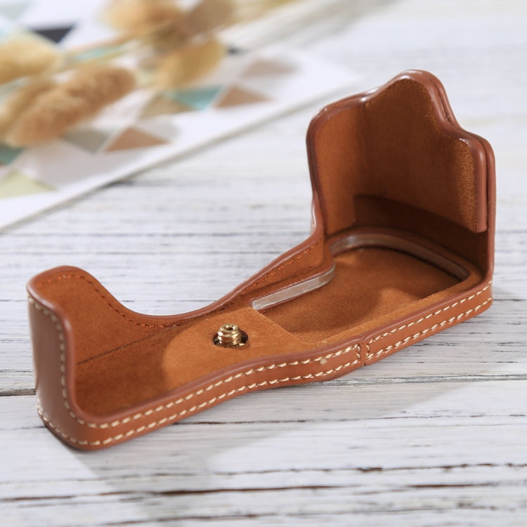 1/4 inch Thread PU Leather Camera Half Case Base for Canon EOS M3(Brown) by bashfashion