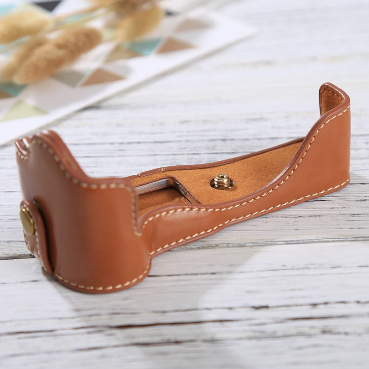 1/4 inch Thread PU Leather Camera Half Case Base for Canon EOS M3(Brown) by bashfashion