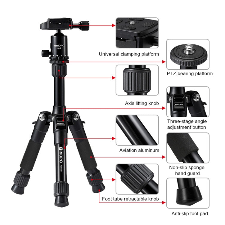 TRIOPO T226 Adjustable Portable Aluminum Alloy Tripod with D-0 Ball Head for SLR Camera by TRIOPO