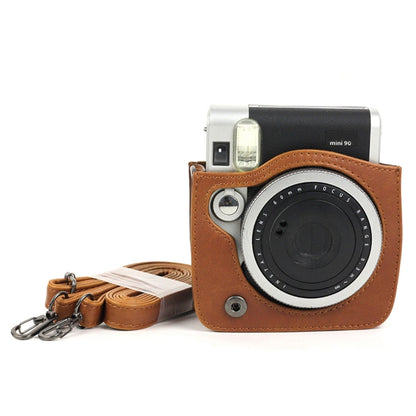 PU Leather Camera Protective bag for FUJIFILM Instax Mini 90 Camera, with Adjustable Shoulder Strap(Brown) by bashfashion