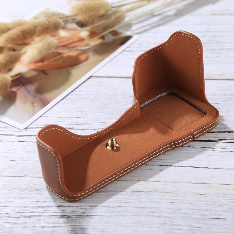 1/4 inch Thread PU Leather Camera Half Case Base for Sony A7S2 / A7R2 / A7K2 / A7 II(Brown) by bashfashion