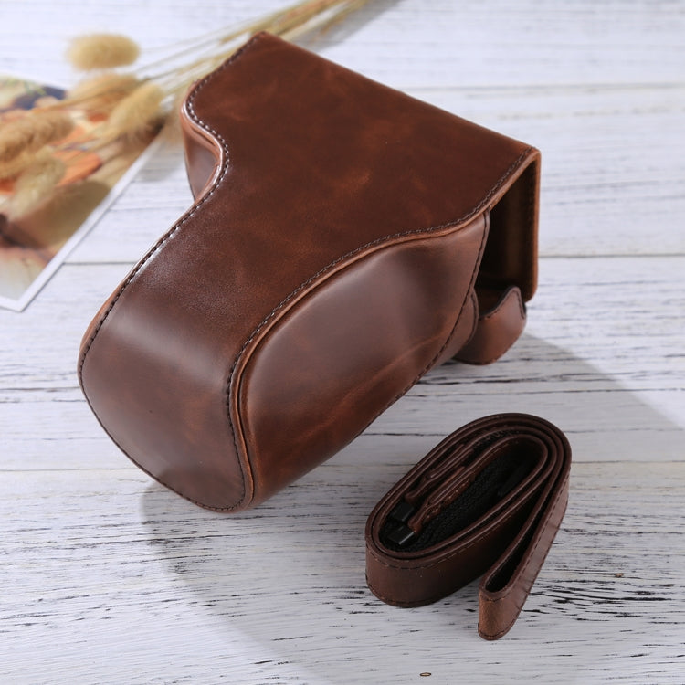 Full Body Camera PU Leather Case Bag with Strap for Canon EOS M6 (18-150mm Lens) (Coffee) by bashfashion