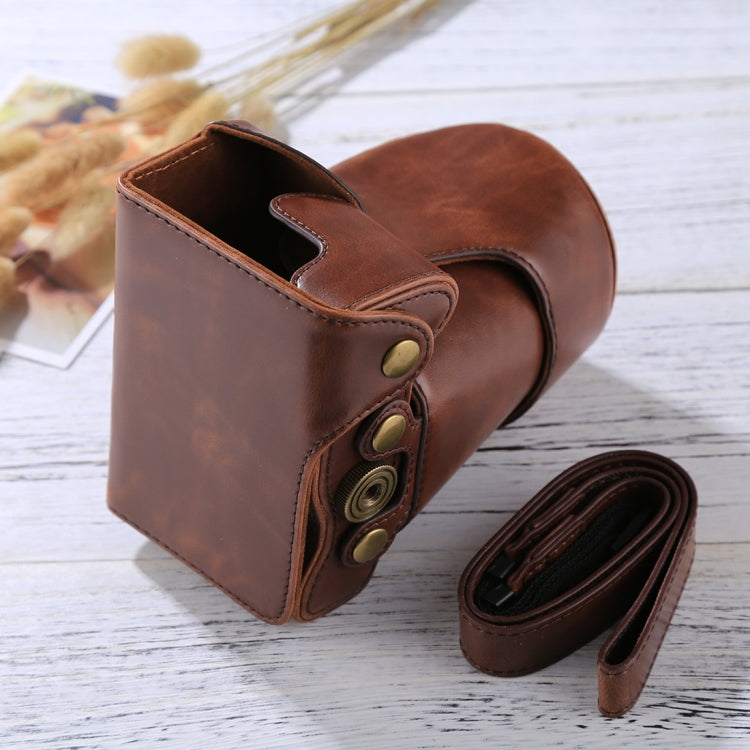 Full Body Camera PU Leather Case Bag with Strap for Canon EOS M6 (18-150mm Lens) (Coffee) by bashfashion