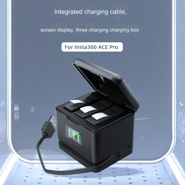 For Insta360 Ace Pro / Ace Tri-Battery Charging Box Case (Black) by bashfashion